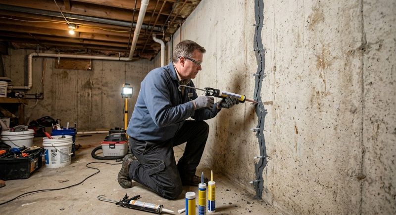 Basement Crack Repair in Foxboro, MA