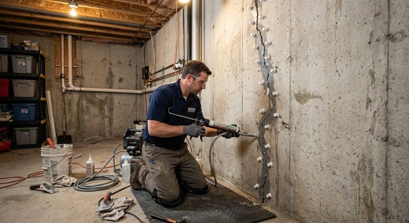 Basement Crack Repair in Foxboro, MA