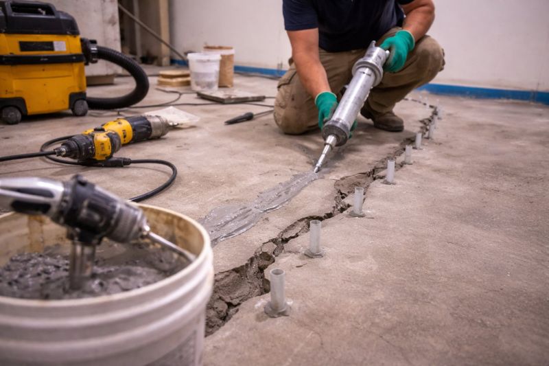 Cracked Basement Floor Repair in Foxboro, MA