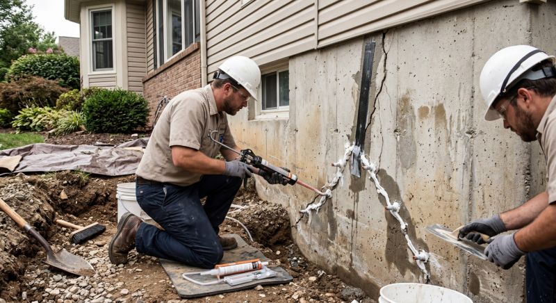 Cracked Foundation Repair in Newton Center, MA