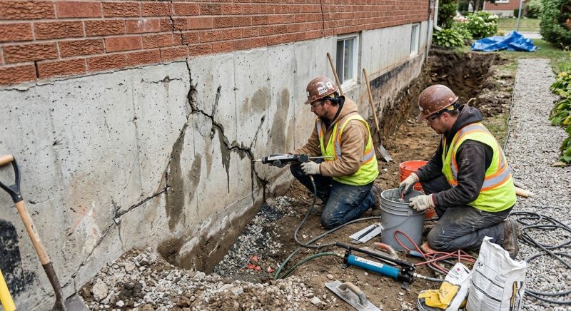 Cracked Foundation Repair in Newton Center, MA