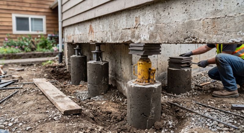 Foundation Pier Leveling in Foxboro, MA