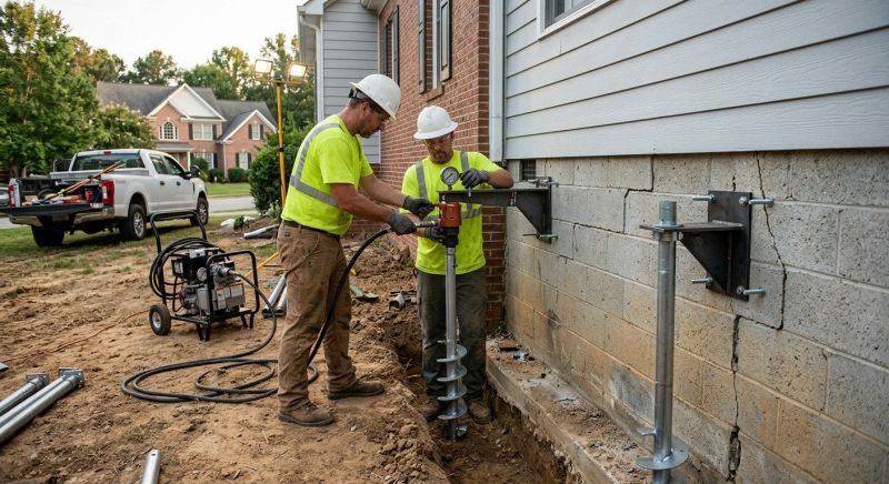 Helical Piers Installation in Foxboro, MA
