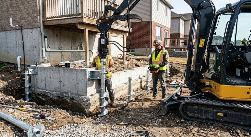 Helical Pile Installation in Foxboro, MA