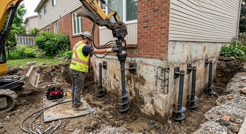 Helical Pile Installation in Foxboro, MA