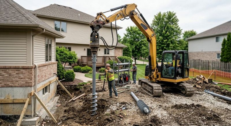 Helical Pile Installation in Foxboro, MA